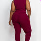 Ribbed Sleeveless Drawstring Waist Jumpsuit