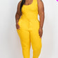 Ribbed Sleeveless Drawstring Waist Jumpsuit