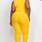 Ribbed Sleeveless Drawstring Waist Jumpsuit