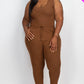 Ribbed Sleeveless Drawstring Waist Jumpsuit