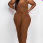 Ribbed Sleeveless Drawstring Waist Jumpsuit