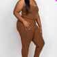 Ribbed Sleeveless Drawstring Waist Jumpsuit