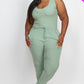 Ribbed Sleeveless Drawstring Waist Jumpsuit