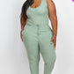 Ribbed Sleeveless Drawstring Waist Jumpsuit