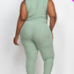 Ribbed Sleeveless Drawstring Waist Jumpsuit
