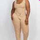 Ribbed Sleeveless Drawstring Waist Jumpsuit