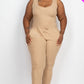 Ribbed Sleeveless Drawstring Waist Jumpsuit