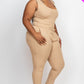 Ribbed Sleeveless Drawstring Waist Jumpsuit
