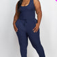 Ribbed Sleeveless Drawstring Waist Jumpsuit