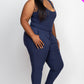 Ribbed Sleeveless Drawstring Waist Jumpsuit