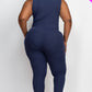 Ribbed Sleeveless Drawstring Waist Jumpsuit