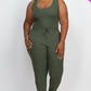 Ribbed Sleeveless Drawstring Waist Jumpsuit