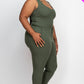 Ribbed Sleeveless Drawstring Waist Jumpsuit