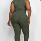 Ribbed Sleeveless Drawstring Waist Jumpsuit