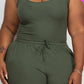 Ribbed Sleeveless Drawstring Waist Jumpsuit
