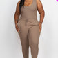 Ribbed Sleeveless Drawstring Waist Jumpsuit