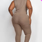 Ribbed Sleeveless Drawstring Waist Jumpsuit