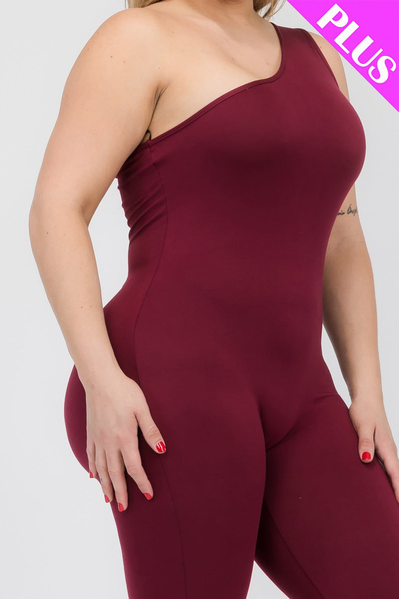 Solid Color One Shoulder Jumpsuit