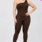 Solid Color One Shoulder Jumpsuit