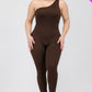 Solid Color One Shoulder Jumpsuit