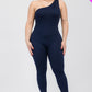 Solid Color One Shoulder Jumpsuit