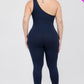Solid Color One Shoulder Jumpsuit