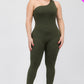 Solid Color One Shoulder Jumpsuit