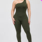 Solid Color One Shoulder Jumpsuit