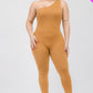 Solid Color One Shoulder Jumpsuit