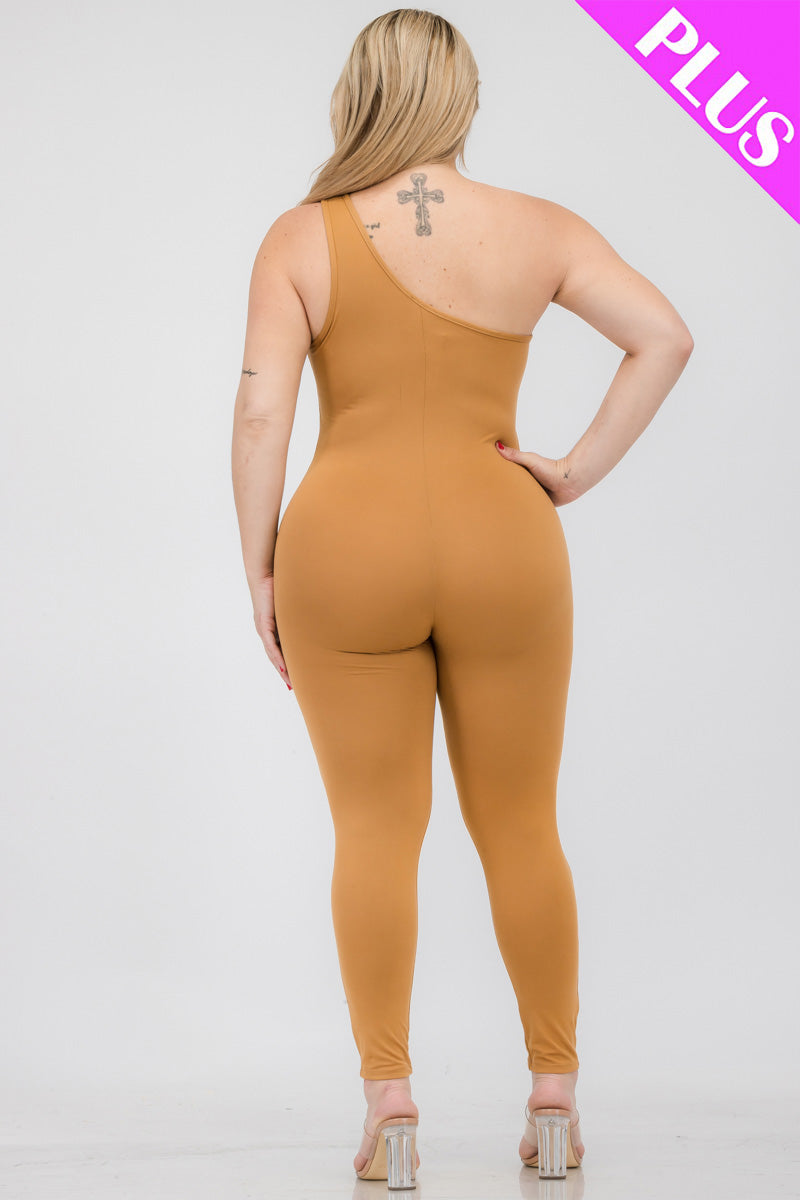 Solid Color One Shoulder Jumpsuit