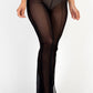 Nylon Mesh Side Slit High Waist Flared Pants