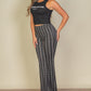 Wavy Print High Waist Flare Pants