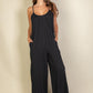 Spaghetti strap solid wide jumpsuit