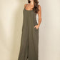Spaghetti strap solid wide jumpsuit