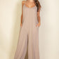 Spaghetti strap solid wide jumpsuit