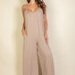 Spaghetti strap solid wide jumpsuit