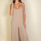 Spaghetti strap solid wide jumpsuit