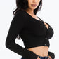 Ribbed Long Sleeve Snap Button Down Crop Top
