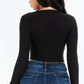 Ribbed Long Sleeve Snap Button Down Crop Top
