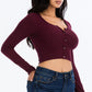 Ribbed Long Sleeve Snap Button Down Crop Top