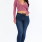 Ribbed Long Sleeve Snap Button Down Crop Top