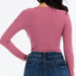 Ribbed Long Sleeve Snap Button Down Crop Top