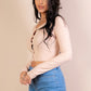 Ribbed Long Sleeve Snap Button Down Crop Top