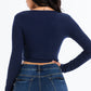 Ribbed Long Sleeve Snap Button Down Crop Top