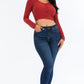 Ribbed Long Sleeve Snap Button Down Crop Top