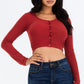 Ribbed Long Sleeve Snap Button Down Crop Top