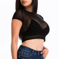Sexy Mesh Sheer Short Sleeve Crop Top