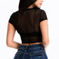 Sexy Mesh Sheer Short Sleeve Crop Top