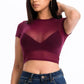 Sexy Mesh Sheer Short Sleeve Crop Top