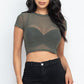 Sexy Mesh Sheer Short Sleeve Crop Top